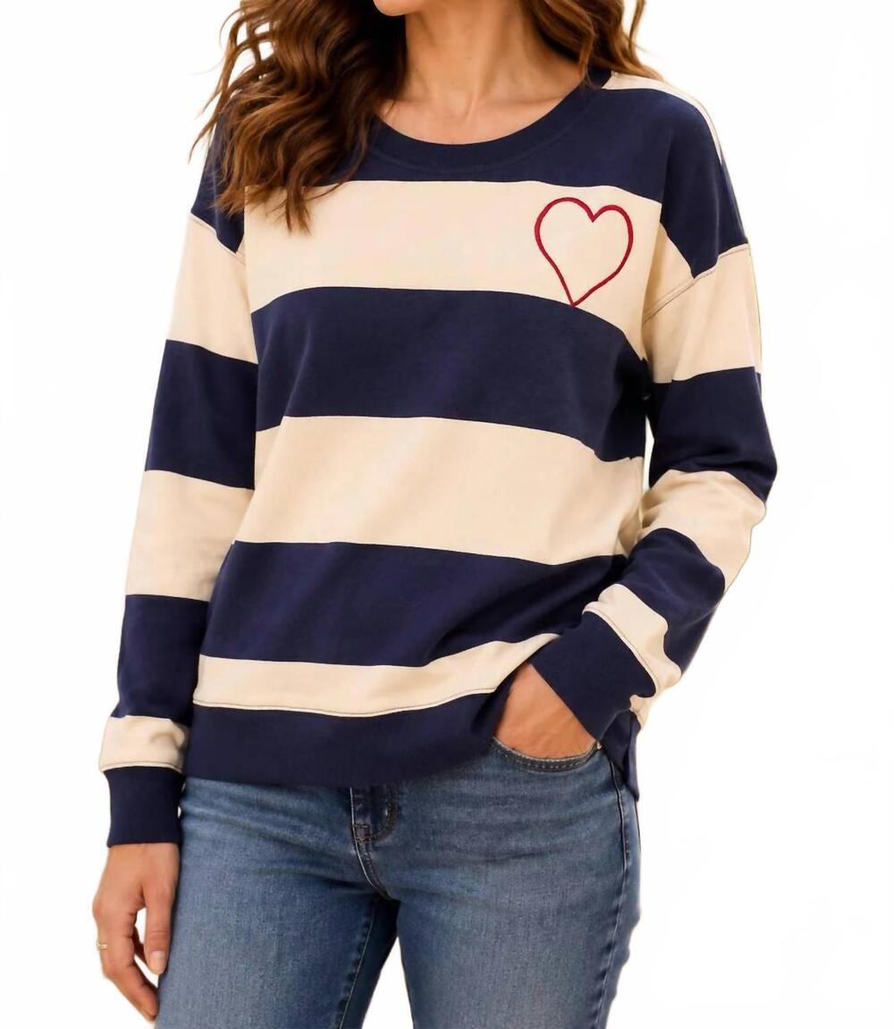 NEW TRIBAL women's striped long sleeve shirt in jet blue